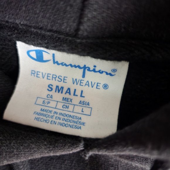 Champion Reverse Weave Embroidered Logo Mens Small Long Sleeve Black Hoodie - Picture 5 of 10